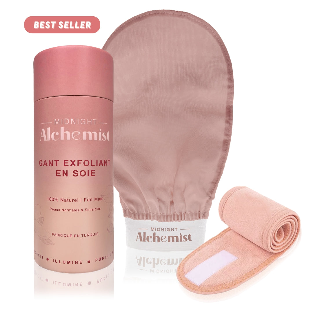 Gant Exfoliant en soie de Cocon Midnight Alchemist de très haute qualité
