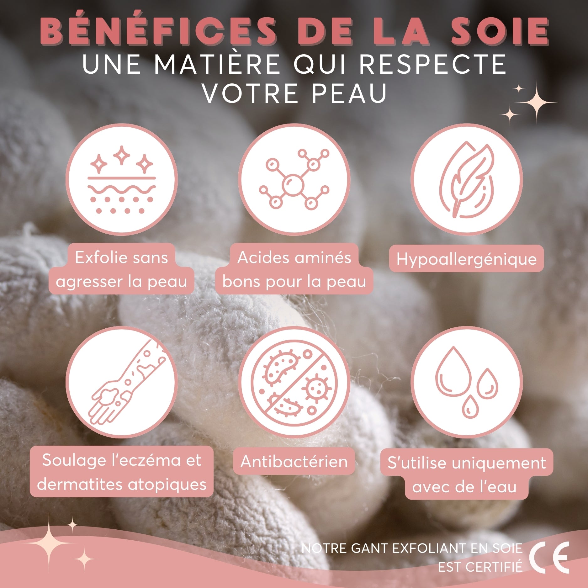 Gant Exfoliant en soie de Cocon Midnight Alchemist de très haute qualité